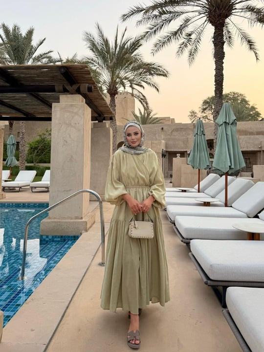 Casual Wrap Dress - Sage Green