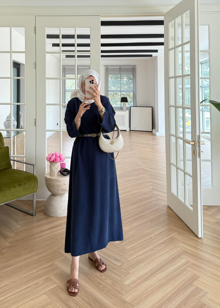 Tencel Basic Maxi Dress - Navy Blue