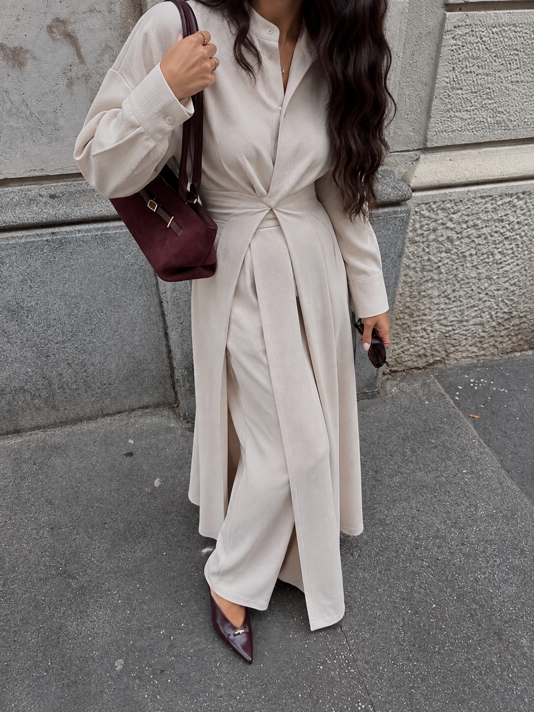 Hazel Belted Trench & Trousers Set - Taupe