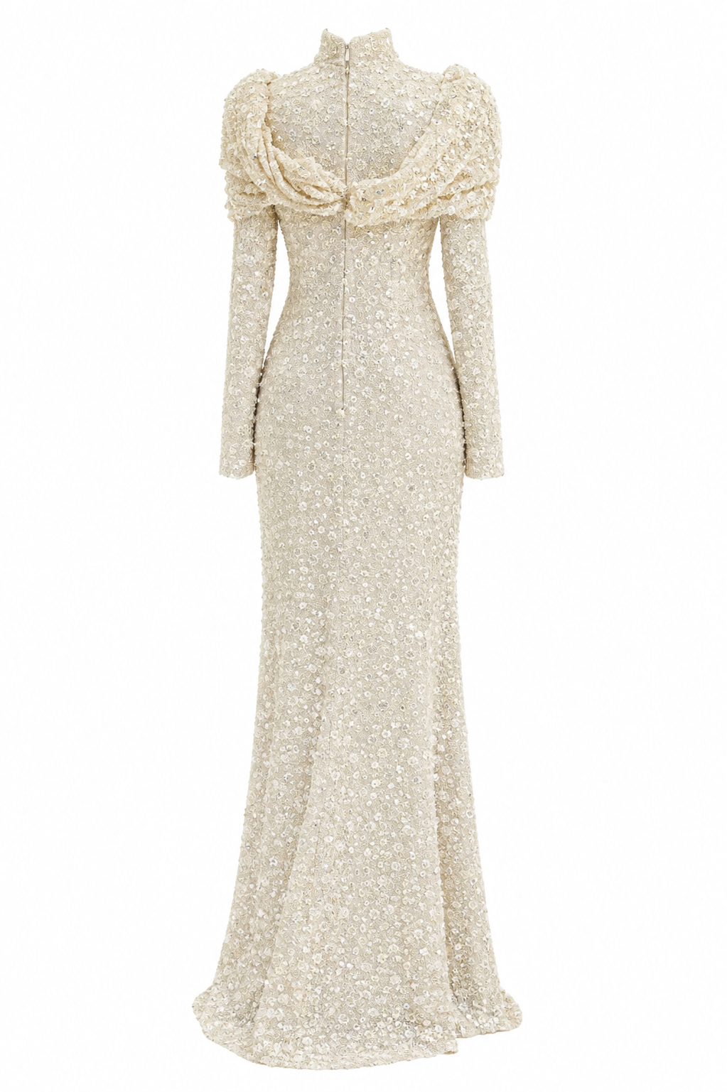 Bella Modest Evening Dress - Beige