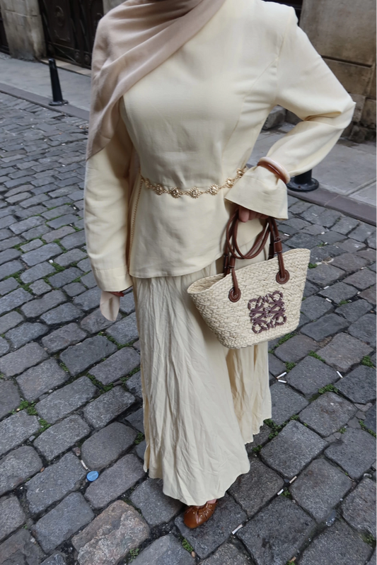Butter Yellow Asymmetric Linen Co-Ord Set