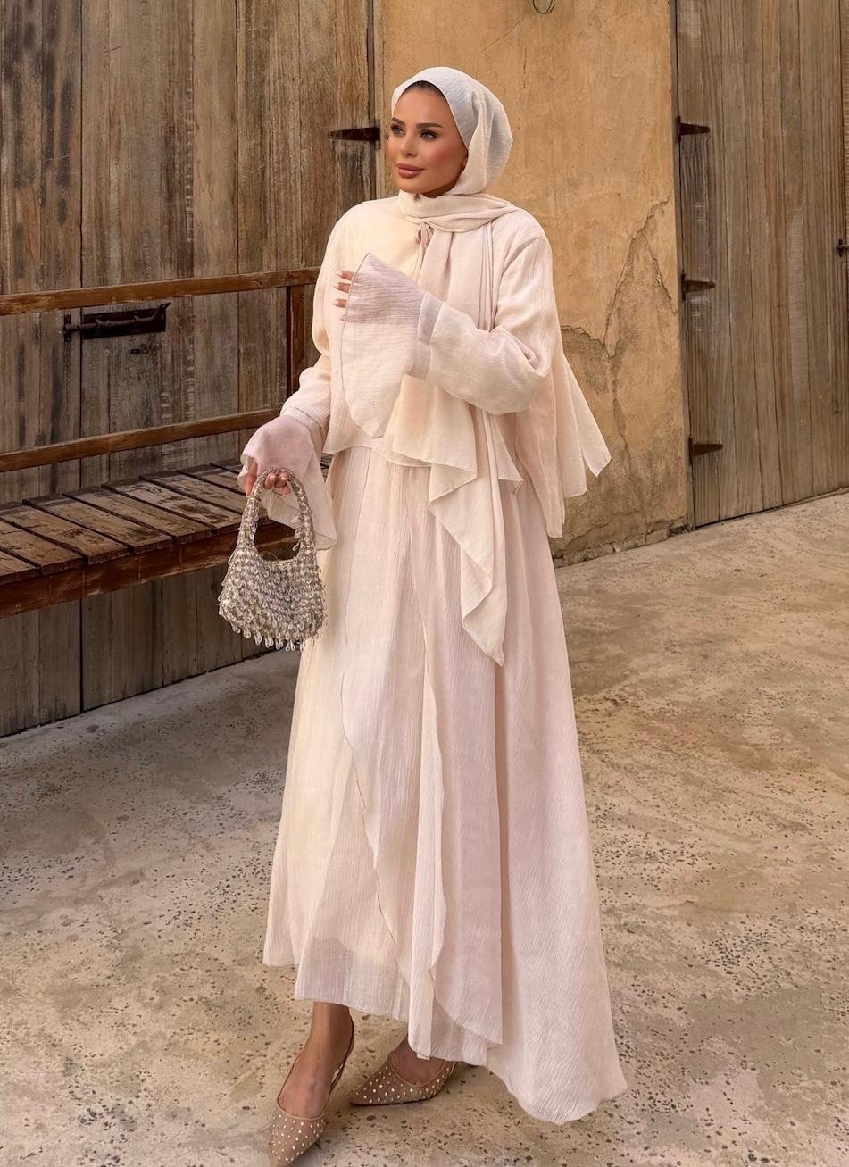 Aurora Flowy Skirt Set – Beige