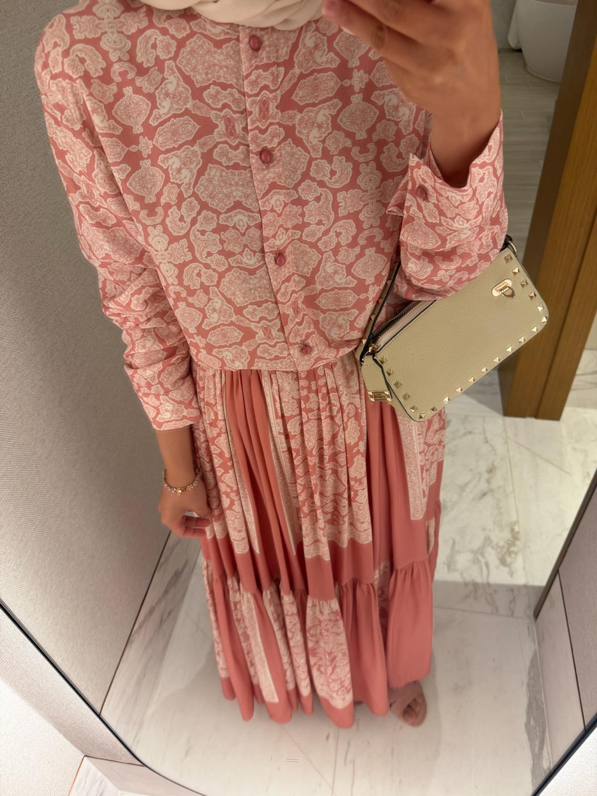 Lightweight Ethnic Shirt and Skirt Co-Ord in Blush Pink- PRE ORDER