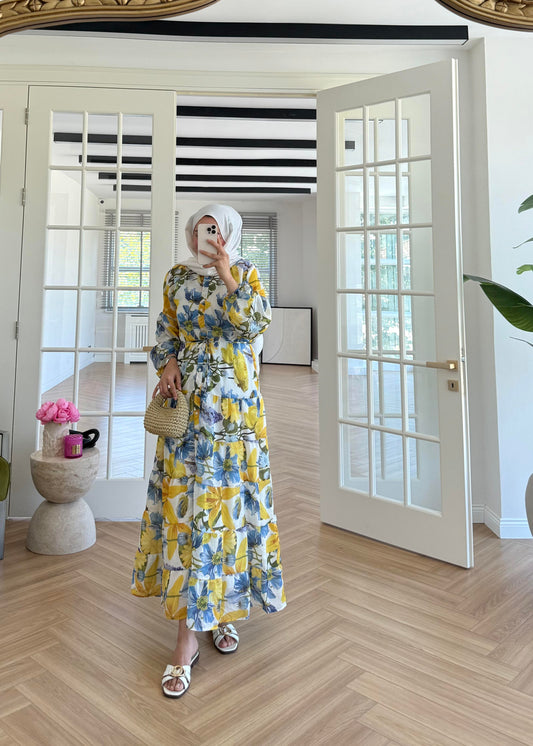 Lemon Yellow Voile Chiffon Maxi Dress
