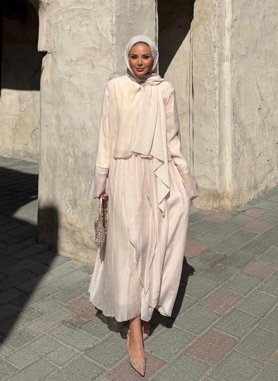 Aurora Flowy Skirt Set – Beige