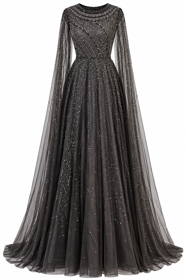 Couture Sonja Modest Evening Dress - Anthracite