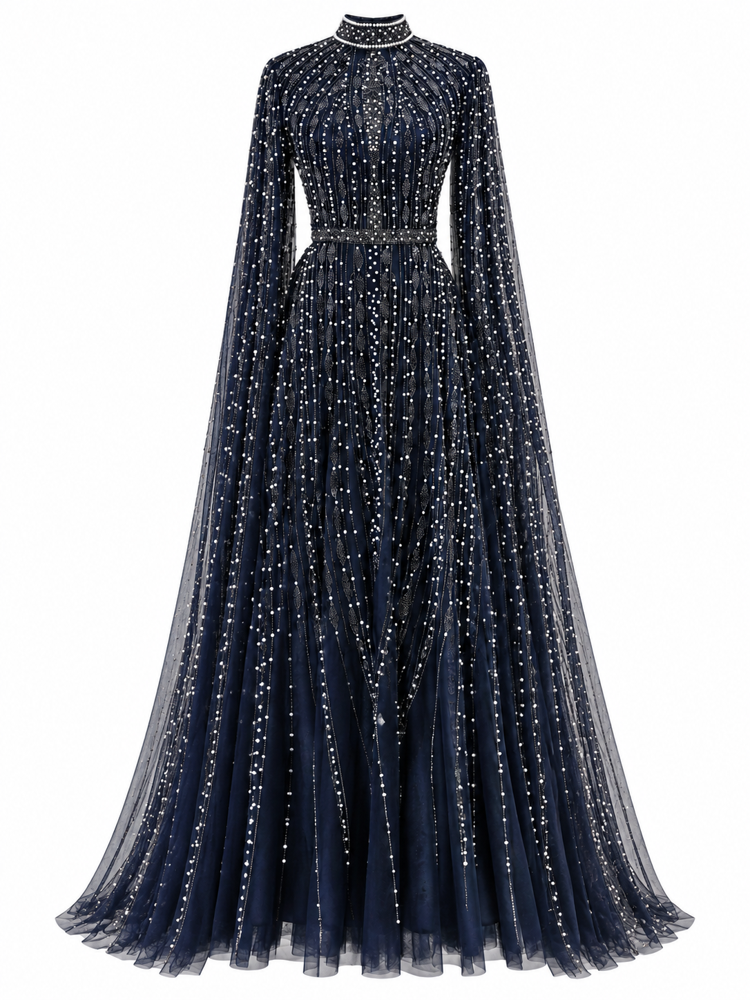 Couture Elarisse Modest Evening Dress - Navy
