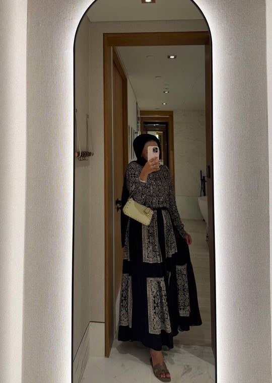 Lightweight Ethnic Shirt and Skirt Co-Ord in Black