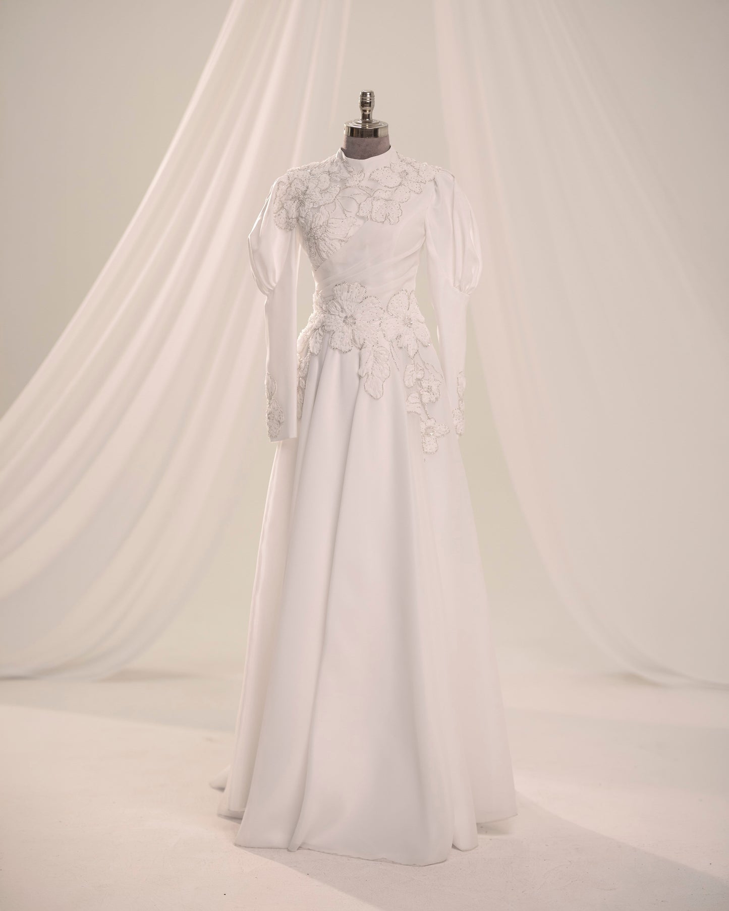 Floral Embellished Modest Evening Dress |