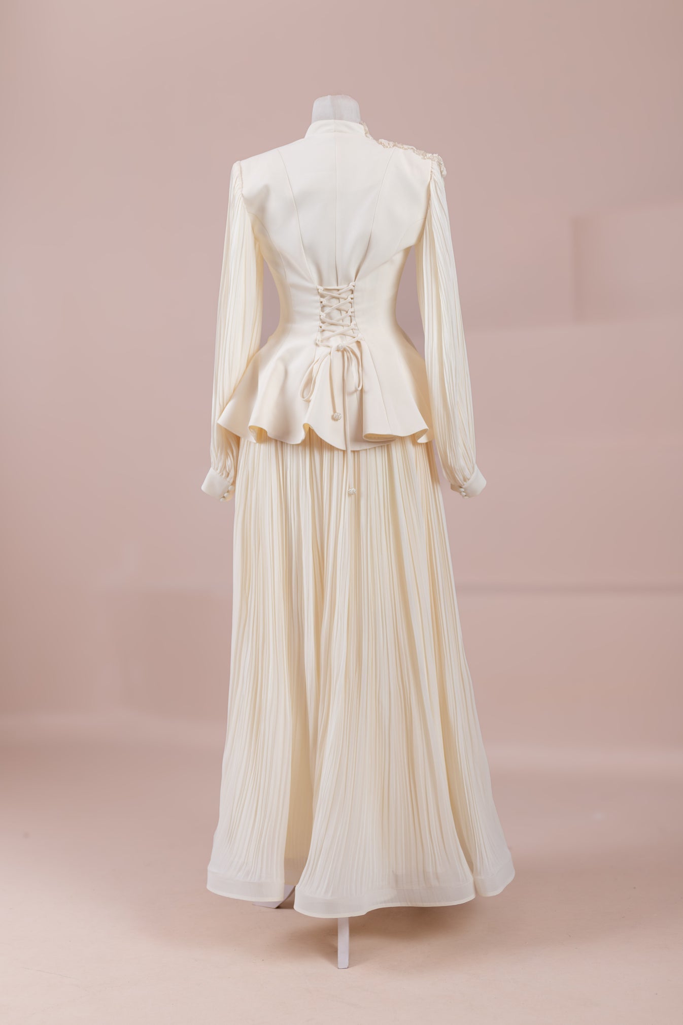 Limited Collection Peplum Jacket & Pleated Maxi Skirt Set – 3D Floral Embroidered Evening Ensemble