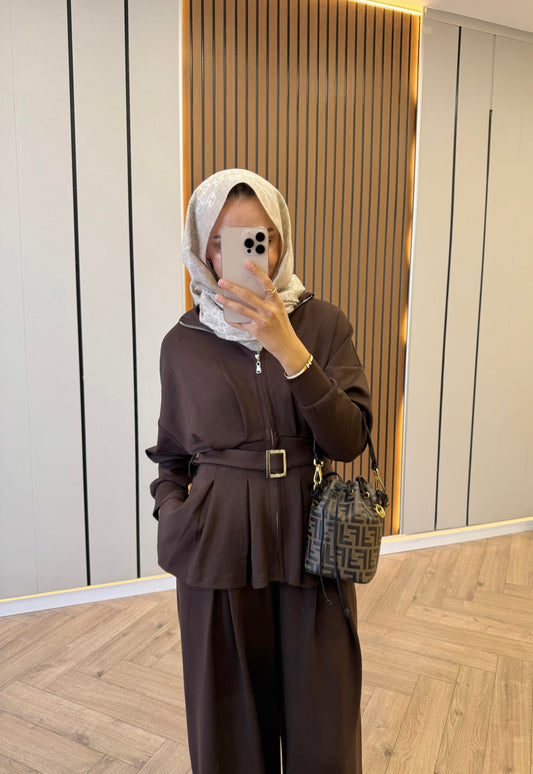 Belted Muadil Oysh Set – Brown