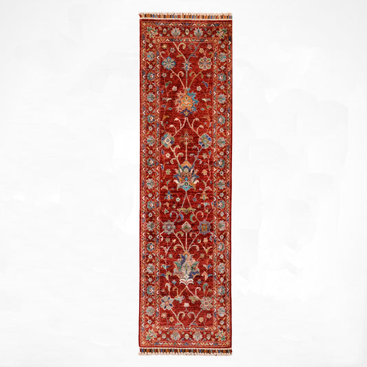 Sultani Binbirgece Yolluk Orjinal El Dokuması Kırmızı Kök Boya Yün Halı 0.61x192 1.17 Metrekare - 3x6 ft