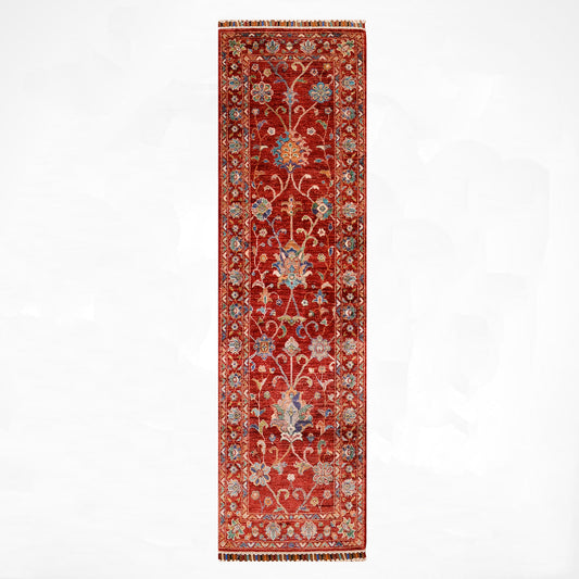 Sultani Binbirgece Yolluk Orjinal El Dokuması Kırmızı Kök Boya Yün Halı 0.59x190 1.12 Metrekare - 3x6 ft