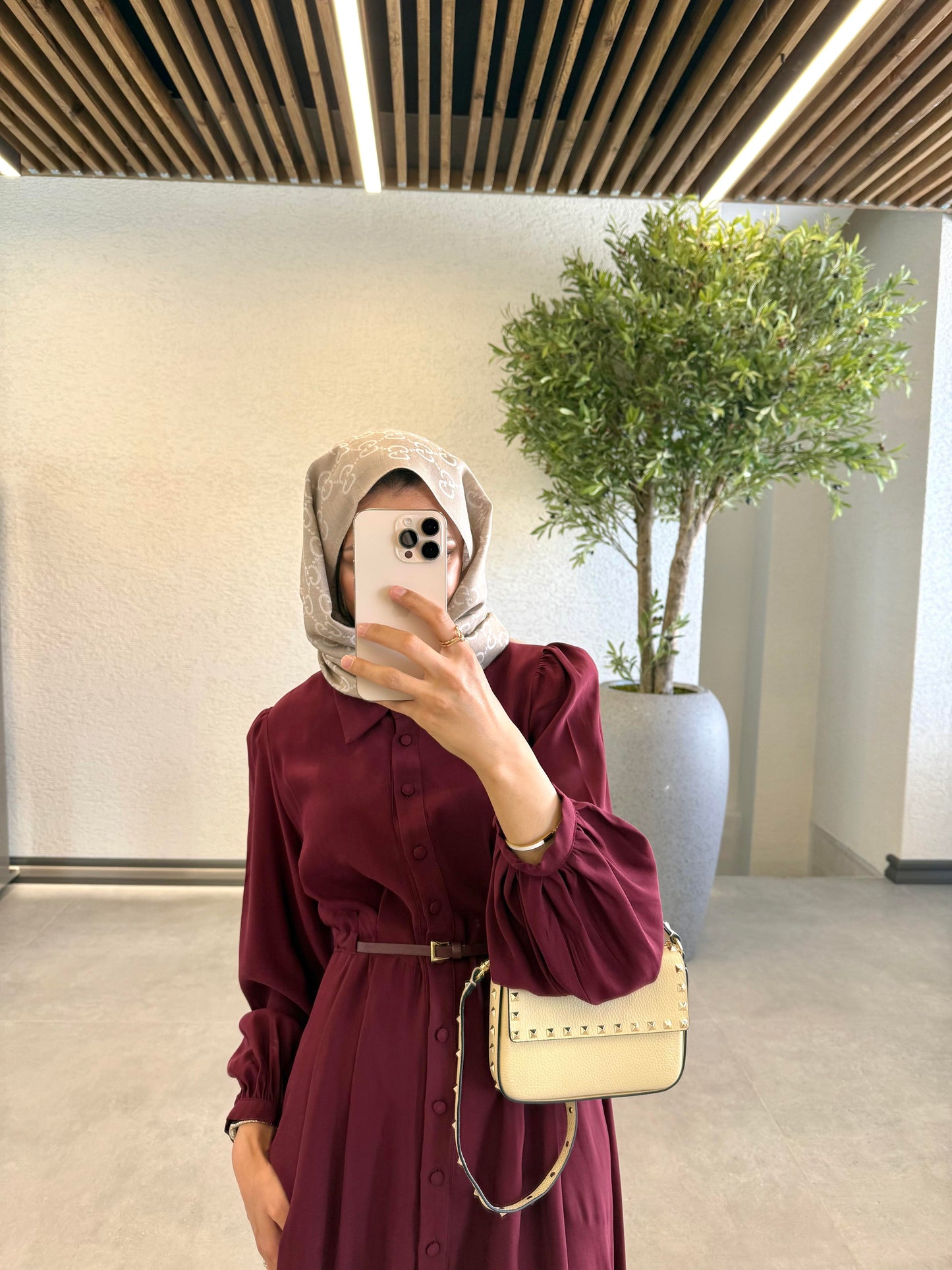 July Belted Burgundy Dress