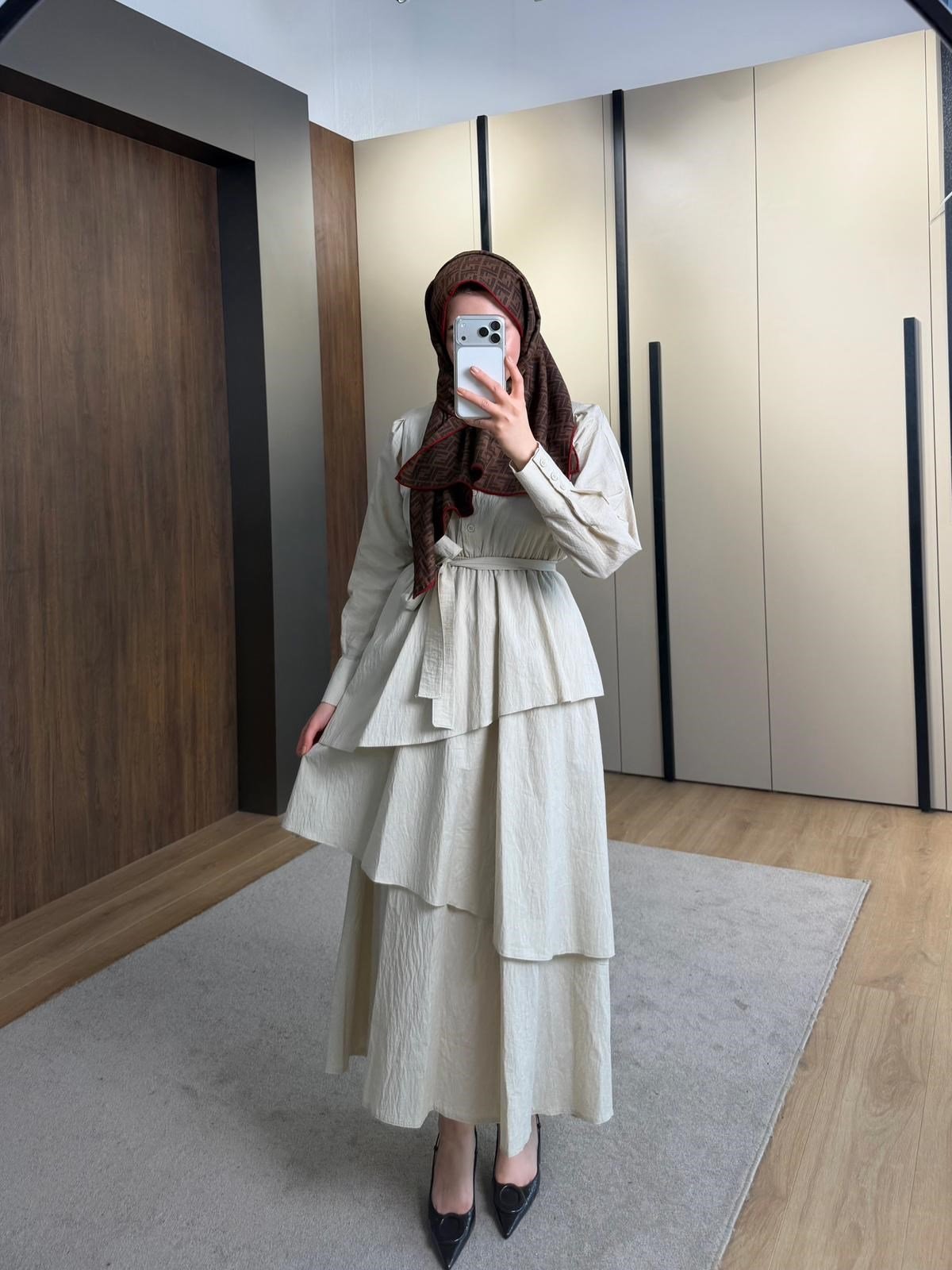 Lucca Layered Cupro Dress – Beige