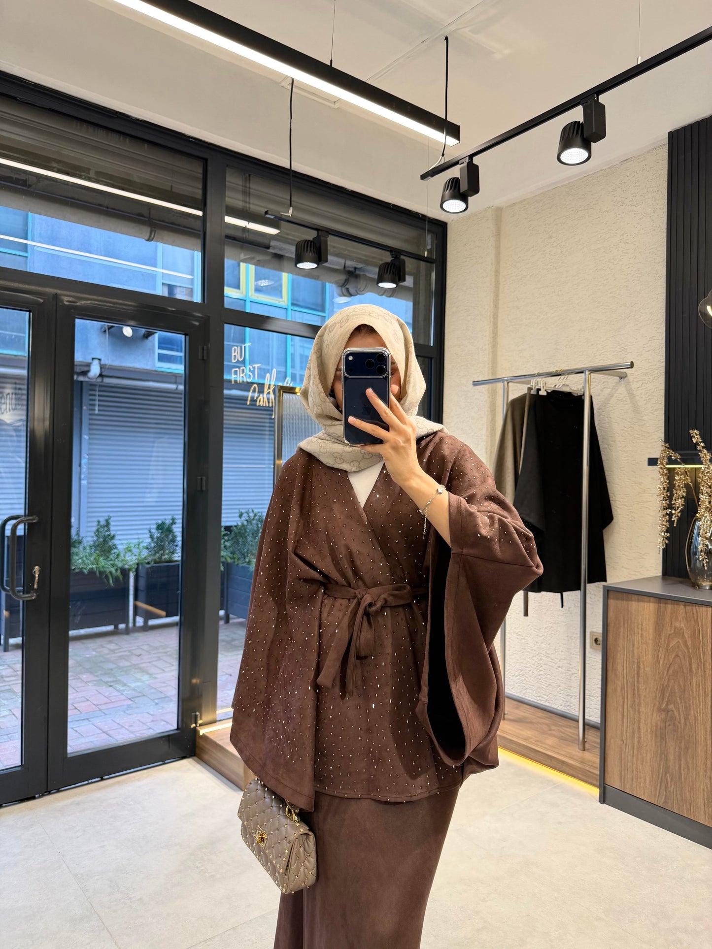 Sandy Luxe Belted Two-Piece Set – Brown