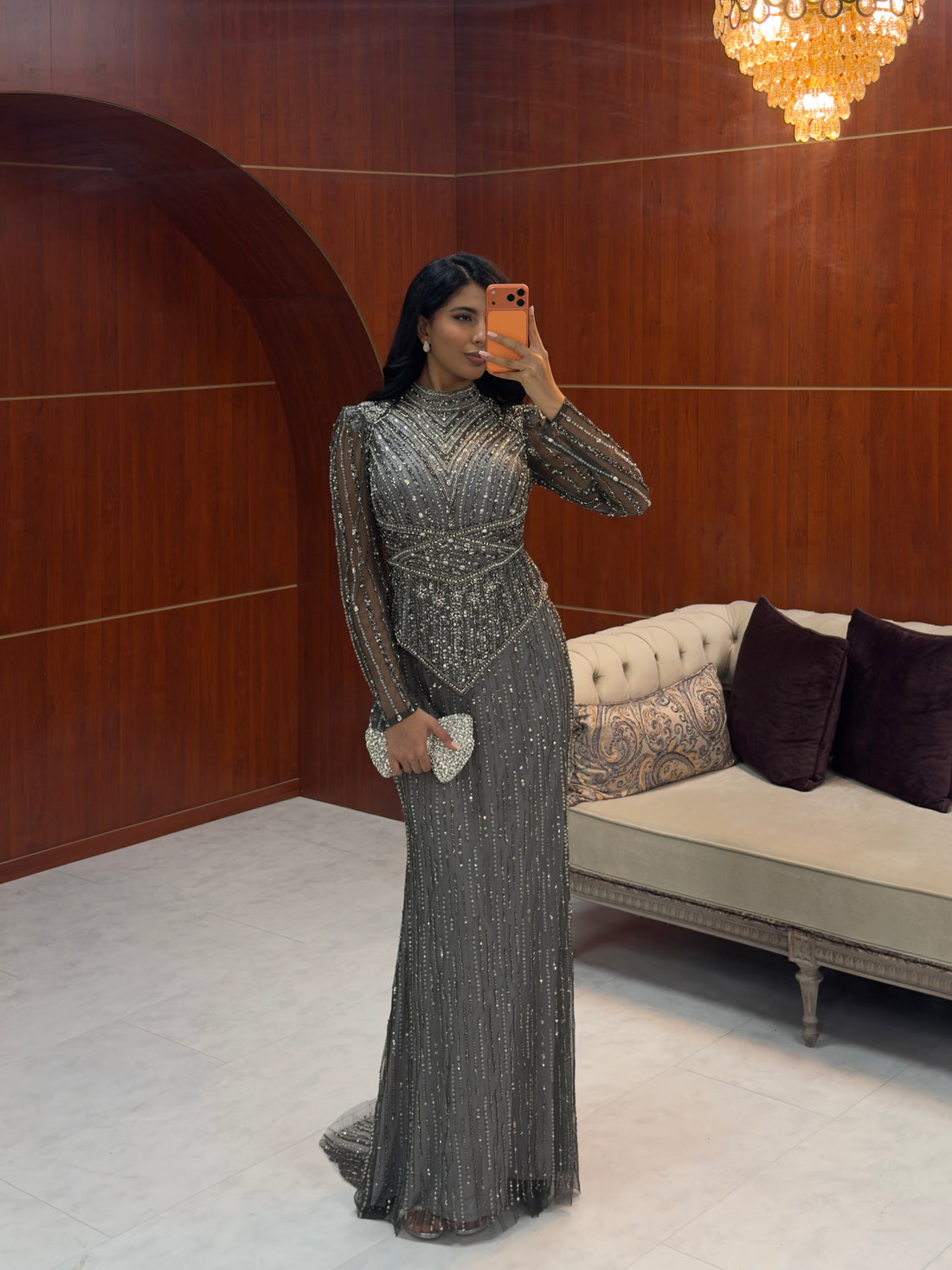 Diamond Stone-Embellished Skirt Set  - Evening Dress - Silver