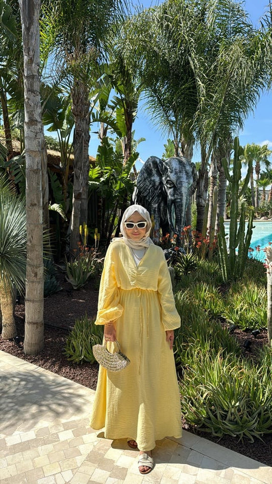 Yellow Lightweight Muslin Maxi Dres