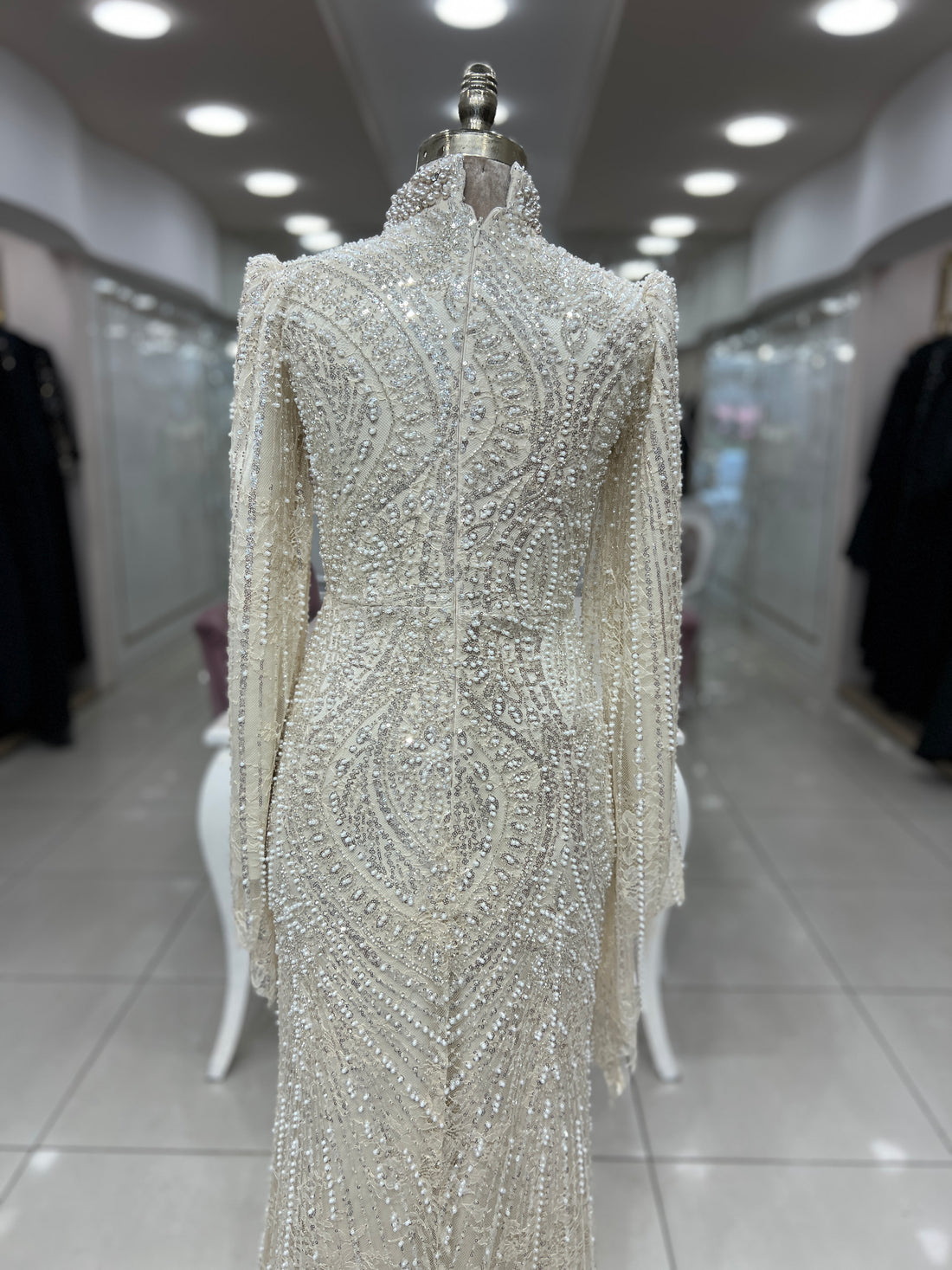 Camellia Evening Dress - Beige