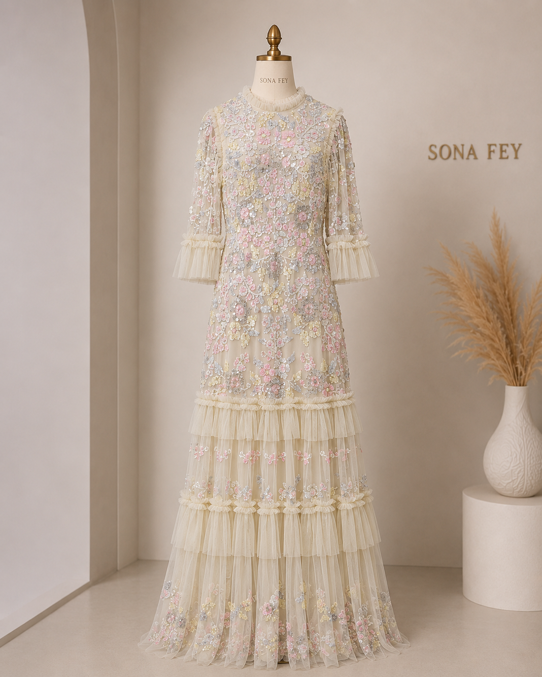 Couture Najma Abiye Elbise - Bej