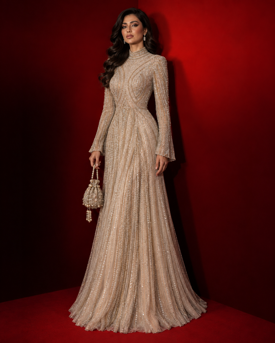 Couture Elissa Modest Evening Dress - Gold
