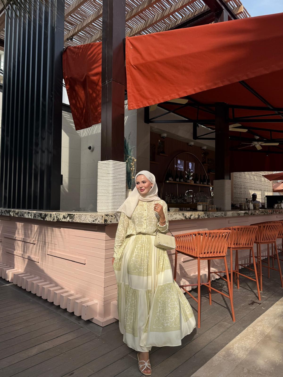 Lightweight Ethnic Shirt and Skirt Co-Ord in Butter Yellow