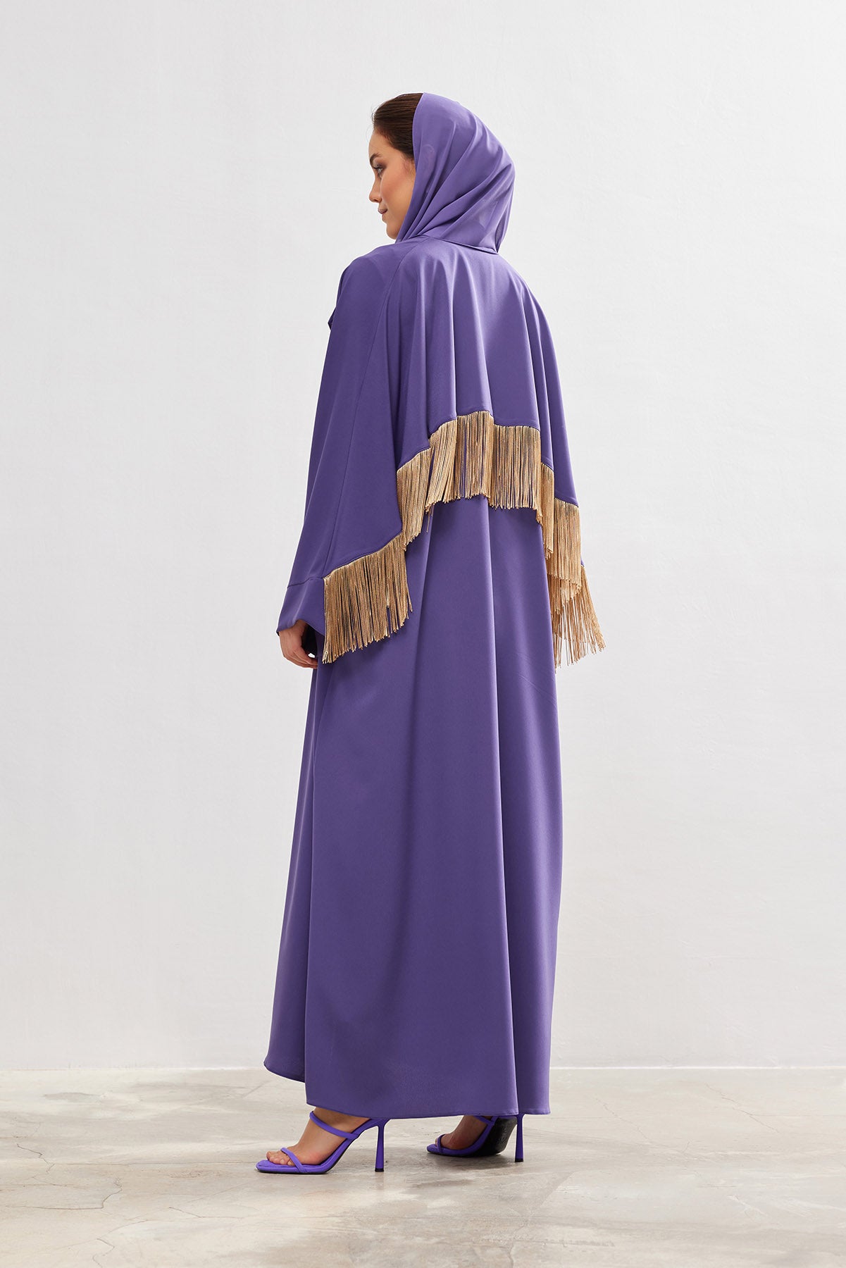 Lavender Gold Tassel Abaya