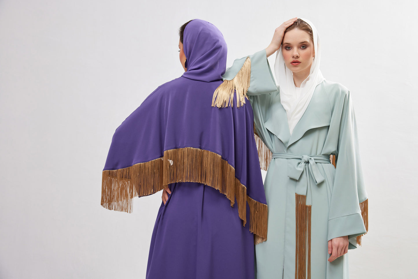 Lavender Gold Tassel Abaya