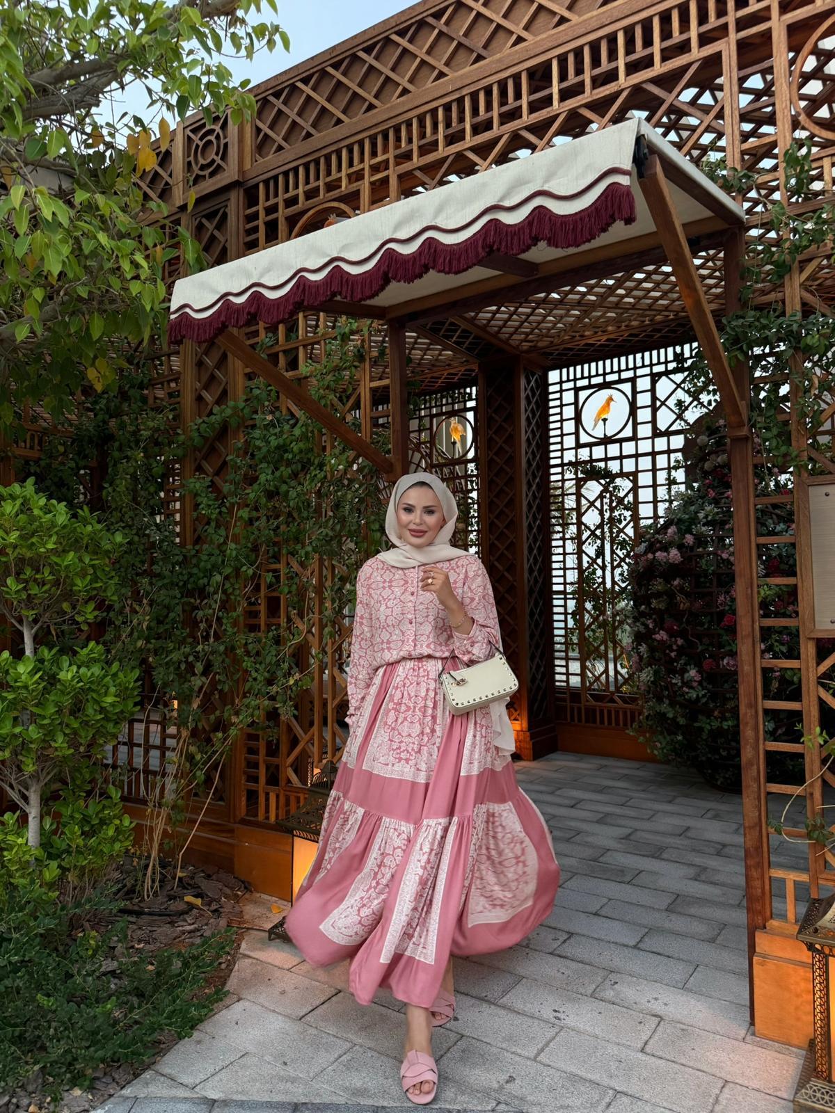 Lightweight Ethnic Shirt and Skirt Co-Ord in Blush Pink- PRE ORDER