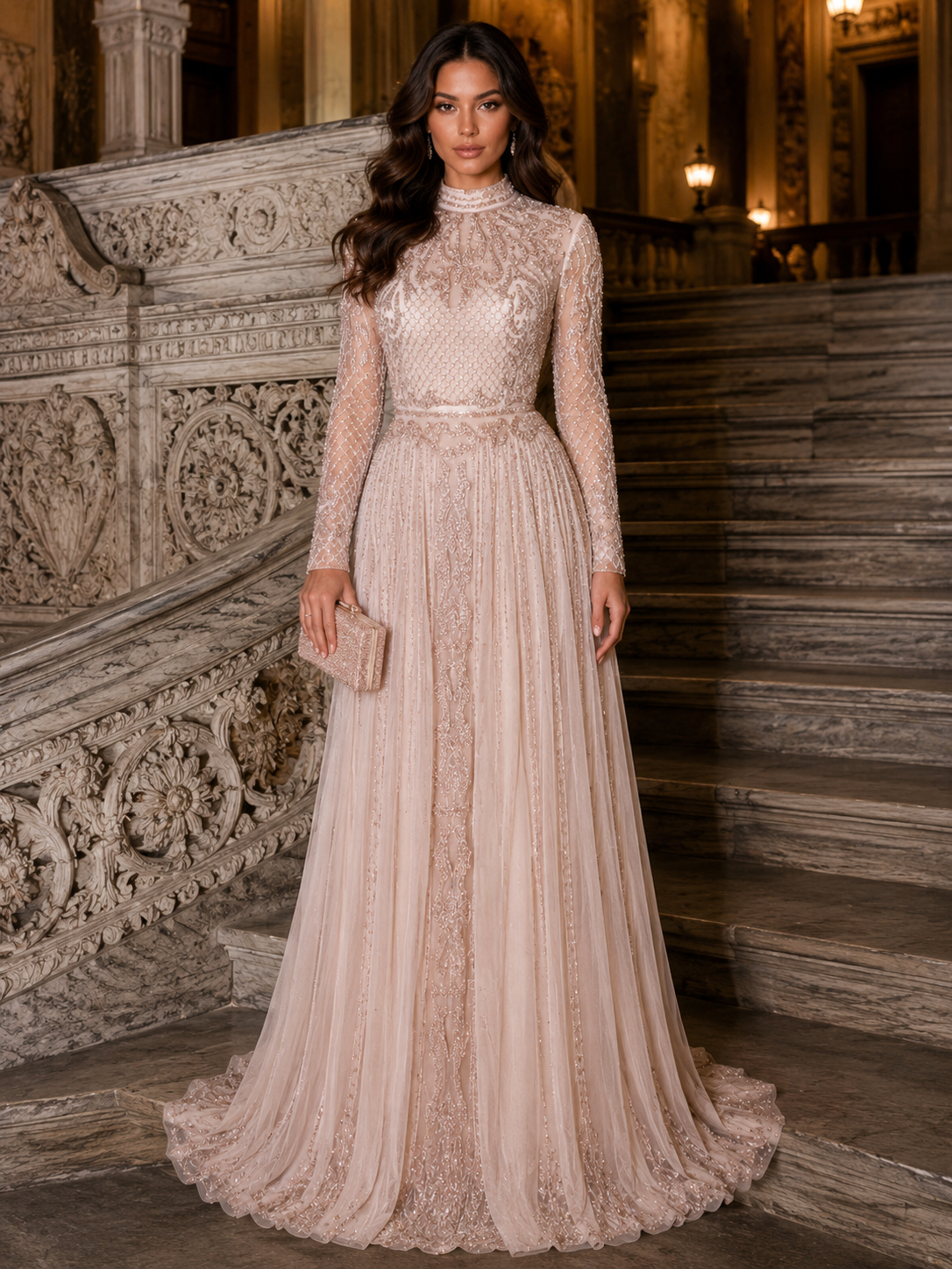Couture Roxelana Evening Dress - Blush