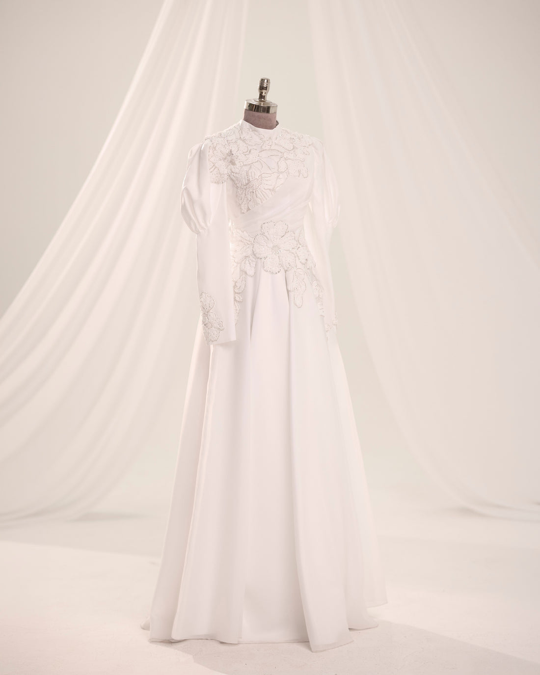 Floral Embellished Modest Evening Dress |
