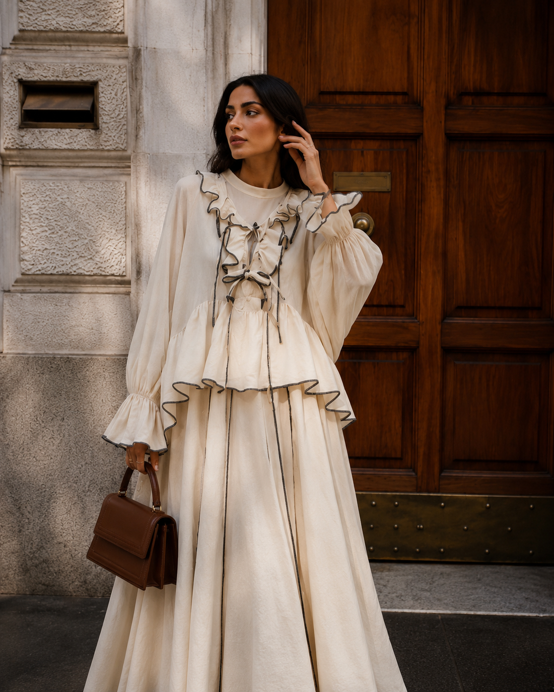 Felis Beige Ruffle Skirt Set - Two-Piece Tulle Maxi Outfit