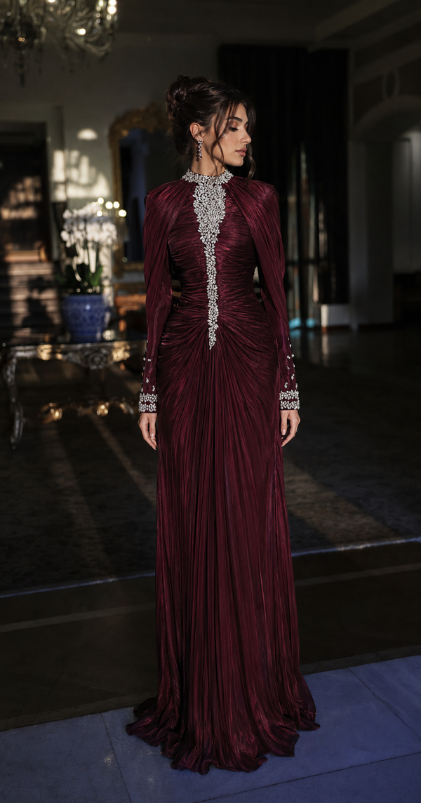 Rayyan Abiye Elbise - Bordo