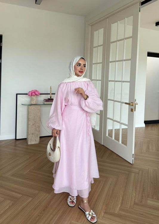 Soft Candy Tie-Front Skirt & Puff Sleeve Blouse Set
