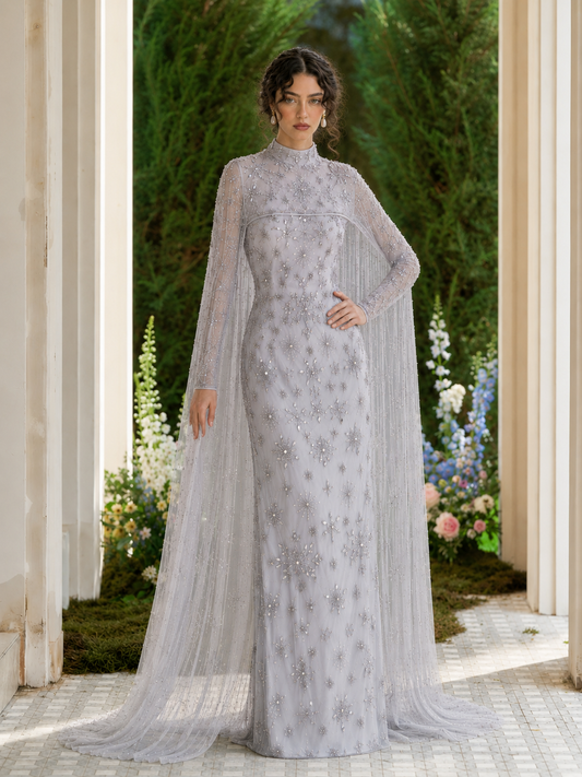 Celestia Couture Evening Dress - Grey