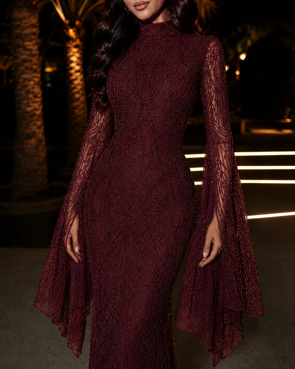 Calypso Couture Evening Dress - Burgundy