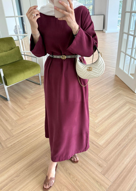 Tencel Basic Maxi Dress - Burgundy