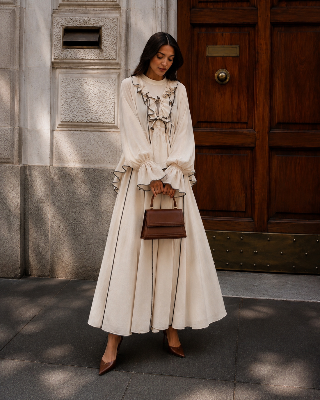 Felis Beige Ruffle Skirt Set - Two-Piece Tulle Maxi Outfit