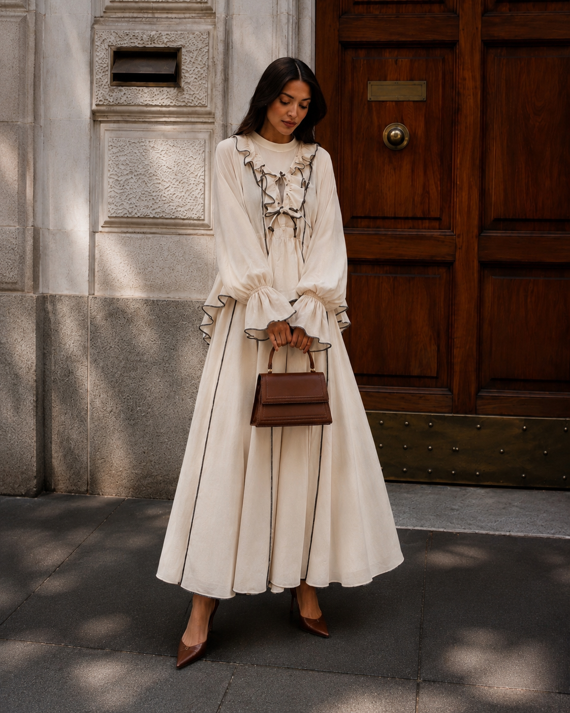 Felis Beige Ruffle Skirt Set - Two-Piece Tulle Maxi Outfit