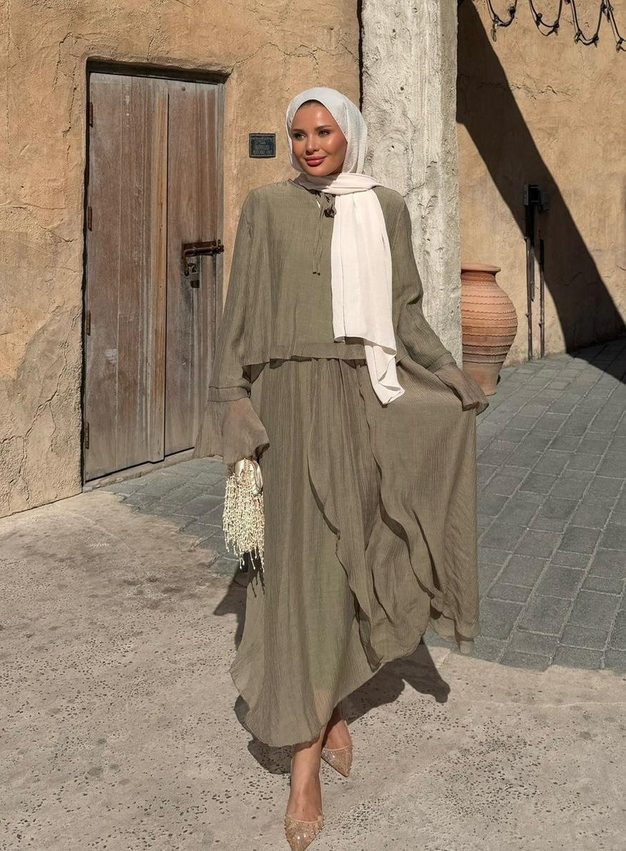 Aurora Flowy Skirt Set – Khaki