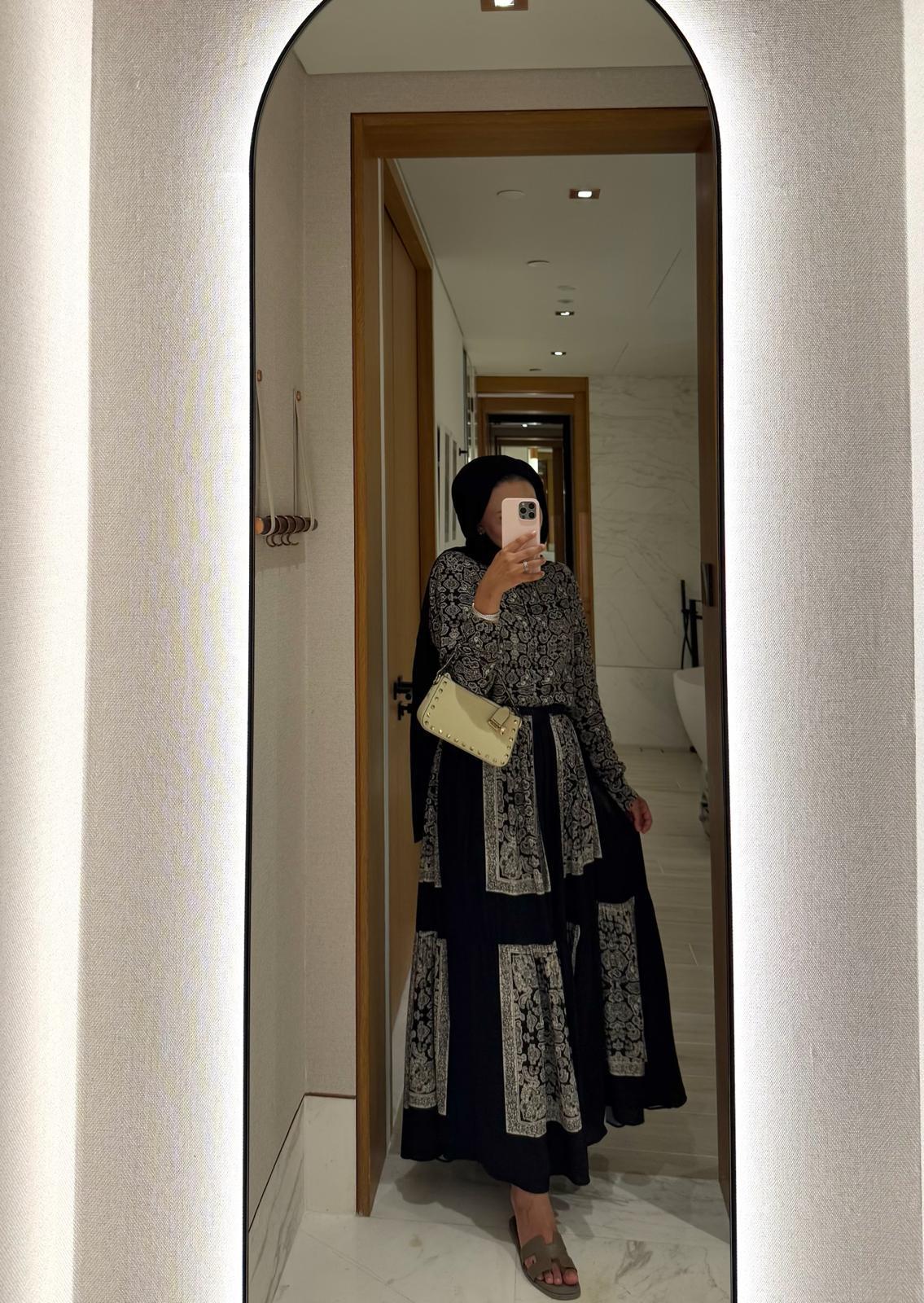 Lightweight Ethnic Shirt and Skirt Co-Ord in Black