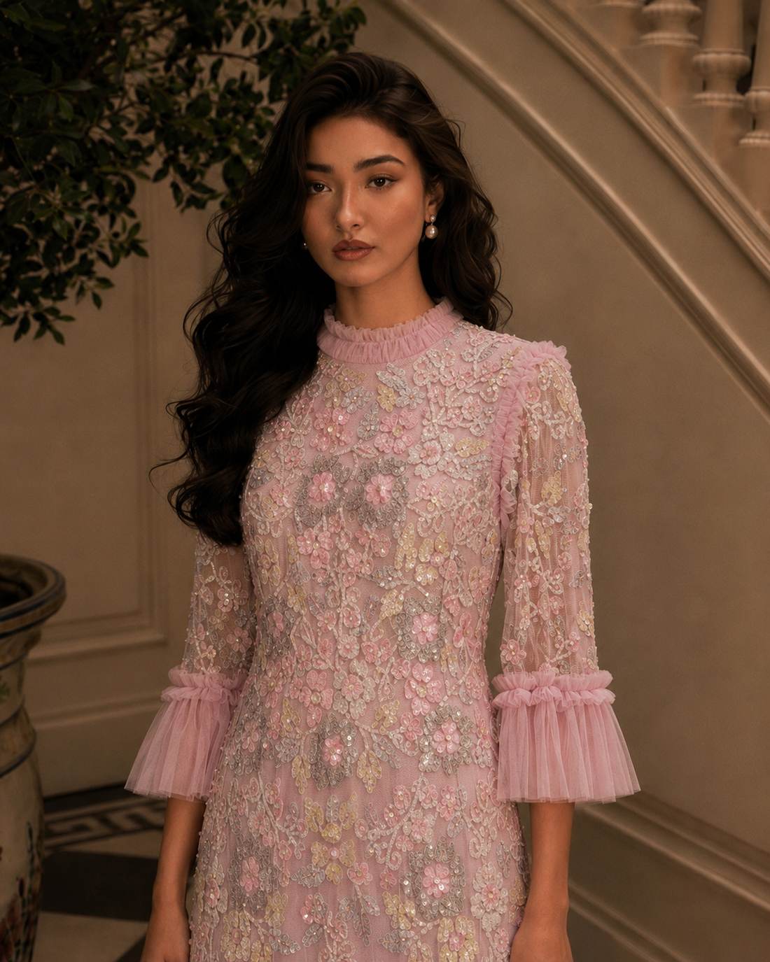 Couture Najma Abiye Elbise - Pembe