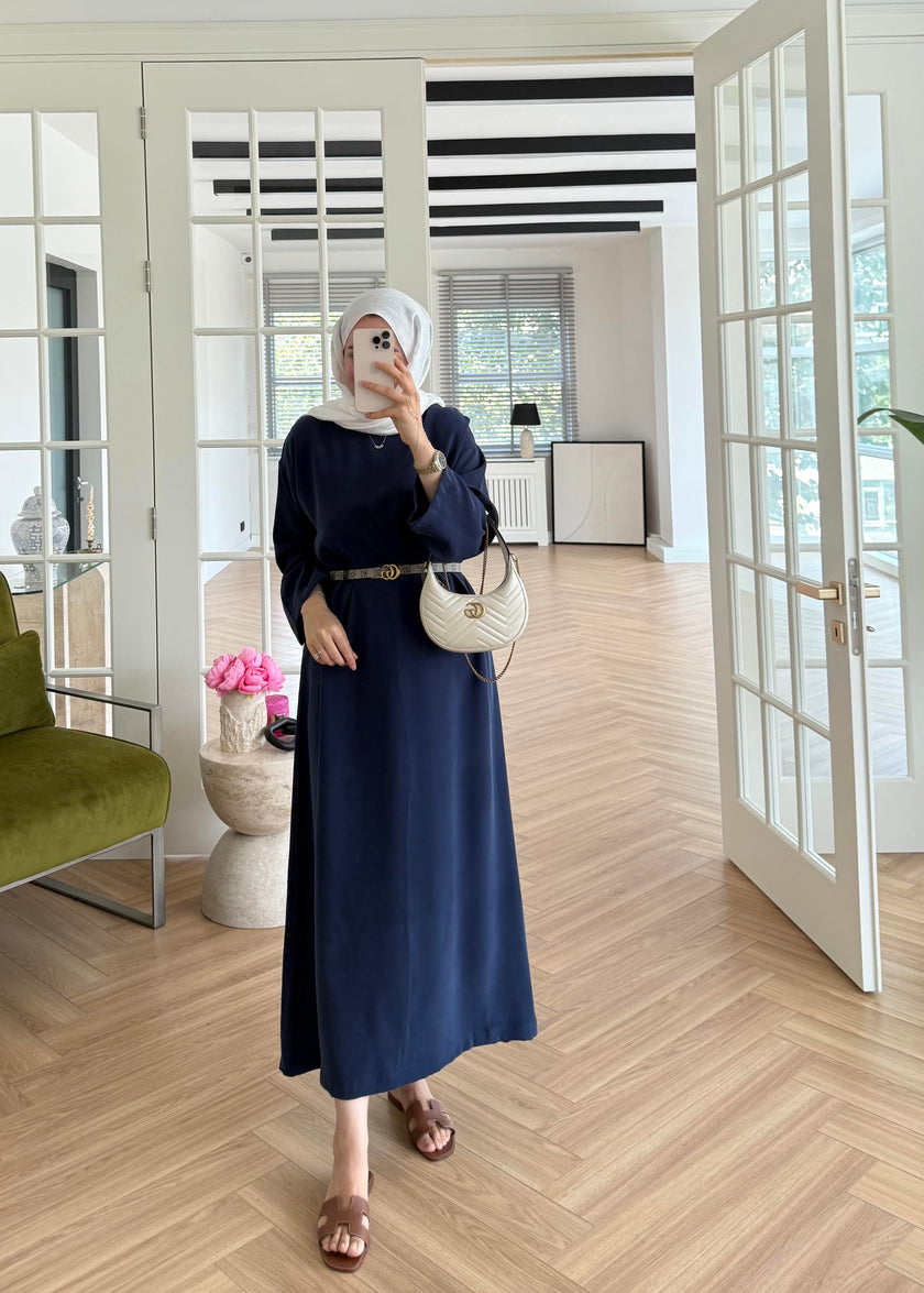 Tencel Basic Maxi Dress - Navy Blue