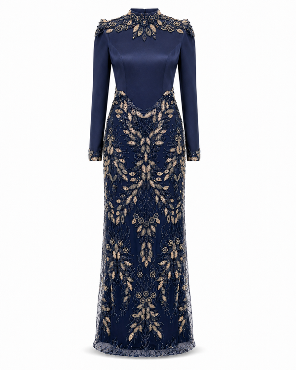 Nadine Navy Blue Couture Dress