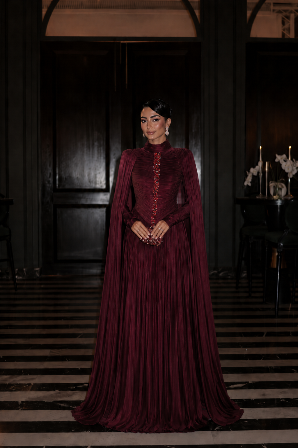 Mona Evening Dress - Burgundy