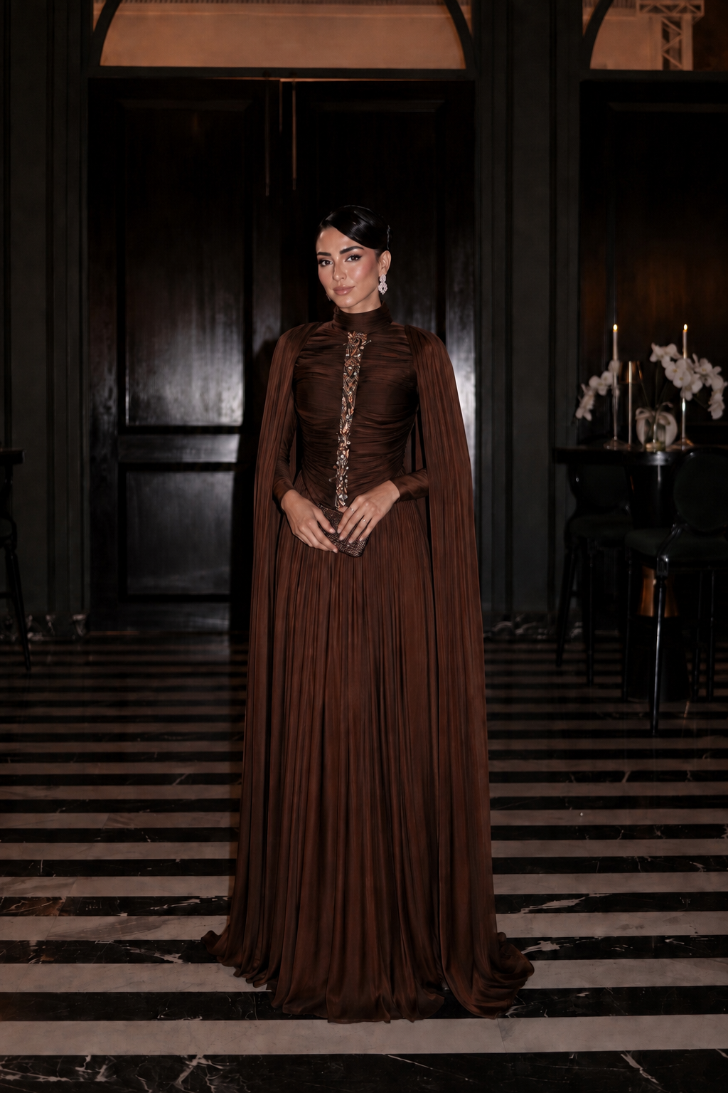 Mona Evening Dress - Brown