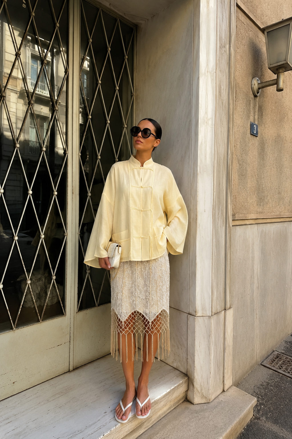 Sakura Vanilla Kimono Jacket - Elegant Lightweight Layer