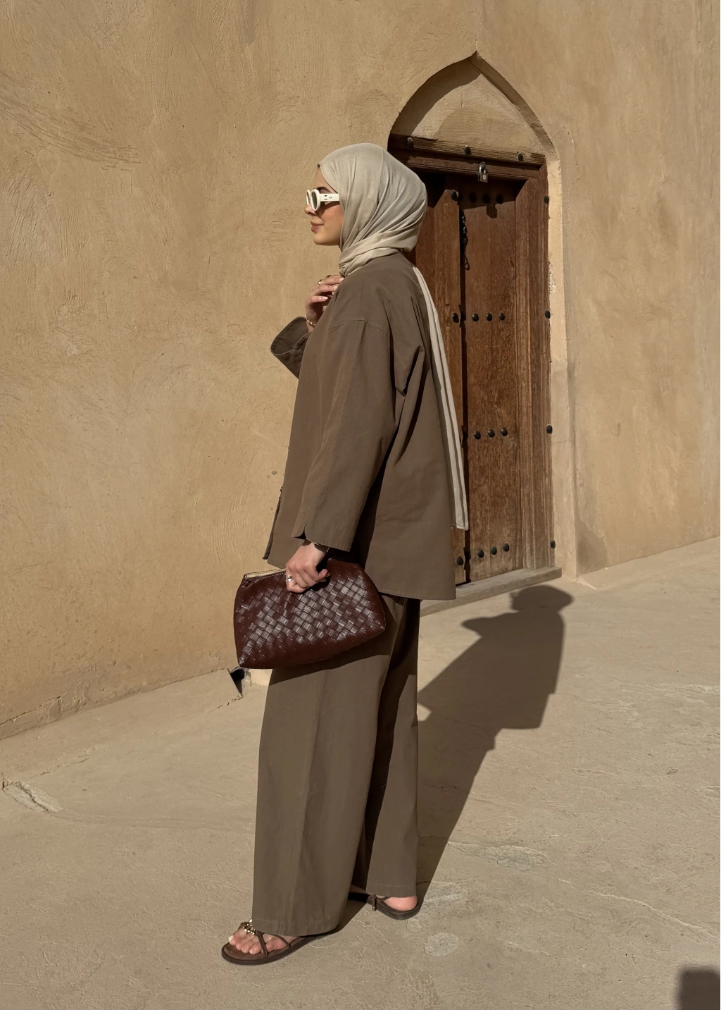 Khaki Button Detail Linen Set – Adjustable Waist