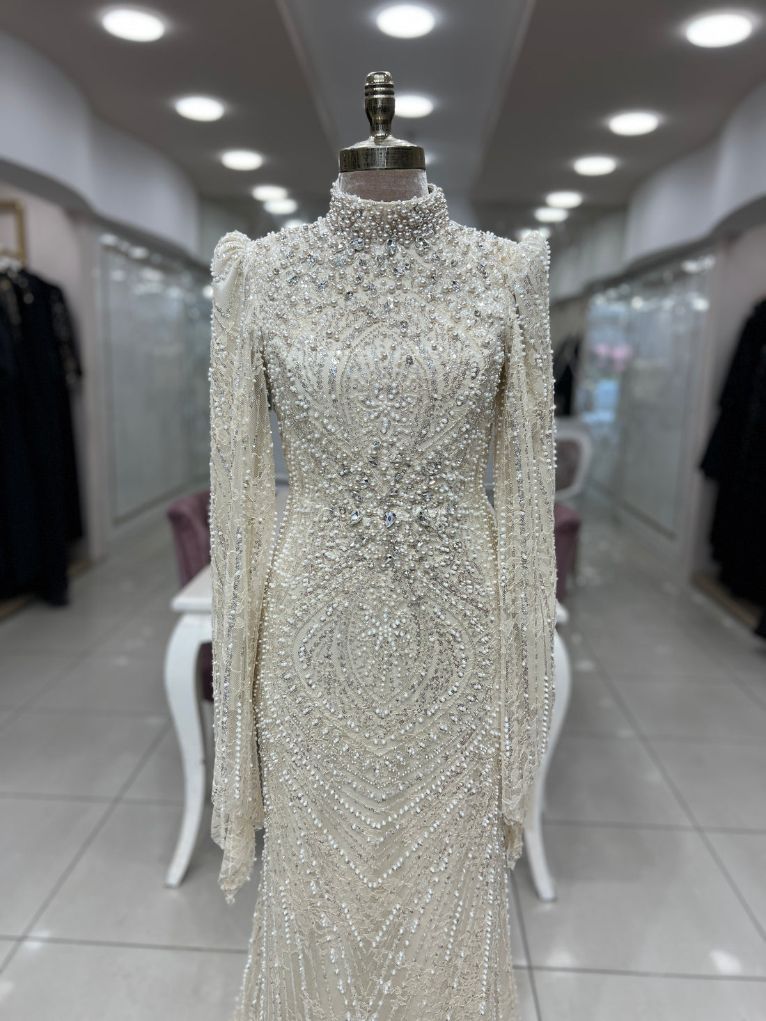 Camellia Evening Dress - Beige