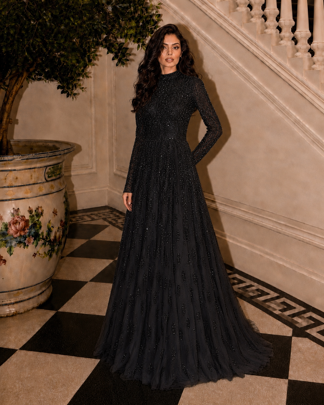 Couture Sahra Evening Dress - Black